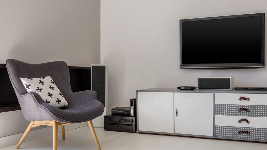 Flat-screen television in a modern South African lounge